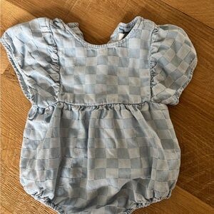 Rylee & Cru Checker Denim Bubble Rumper